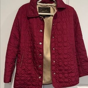 Coach Signature Quilted Puffer Coat in Burgundy